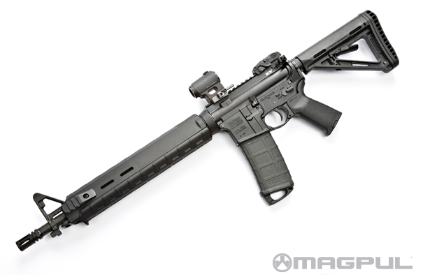 The Magpul MOE Hand Guard for AR15/M16 rifles with rifle-length 'direc...